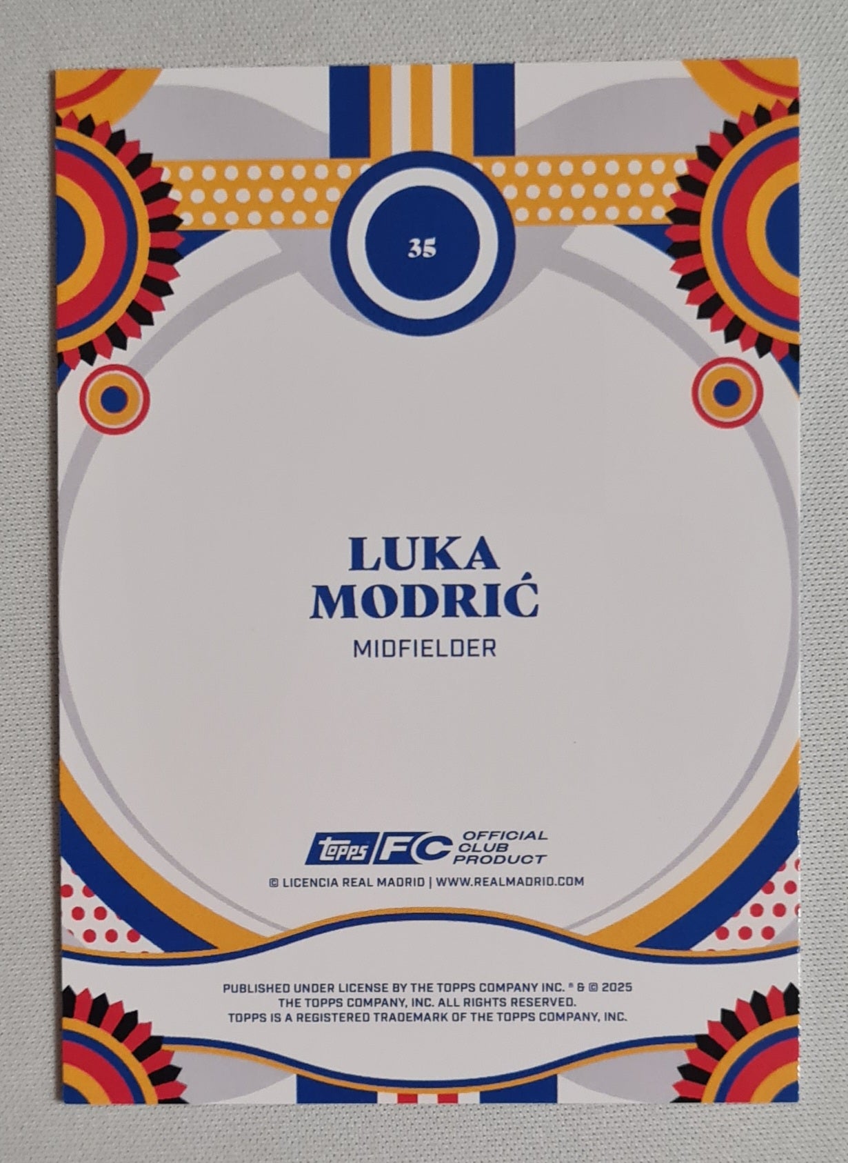 Luka Modric - 2025 Topps Official Club Product Real Madrid #35