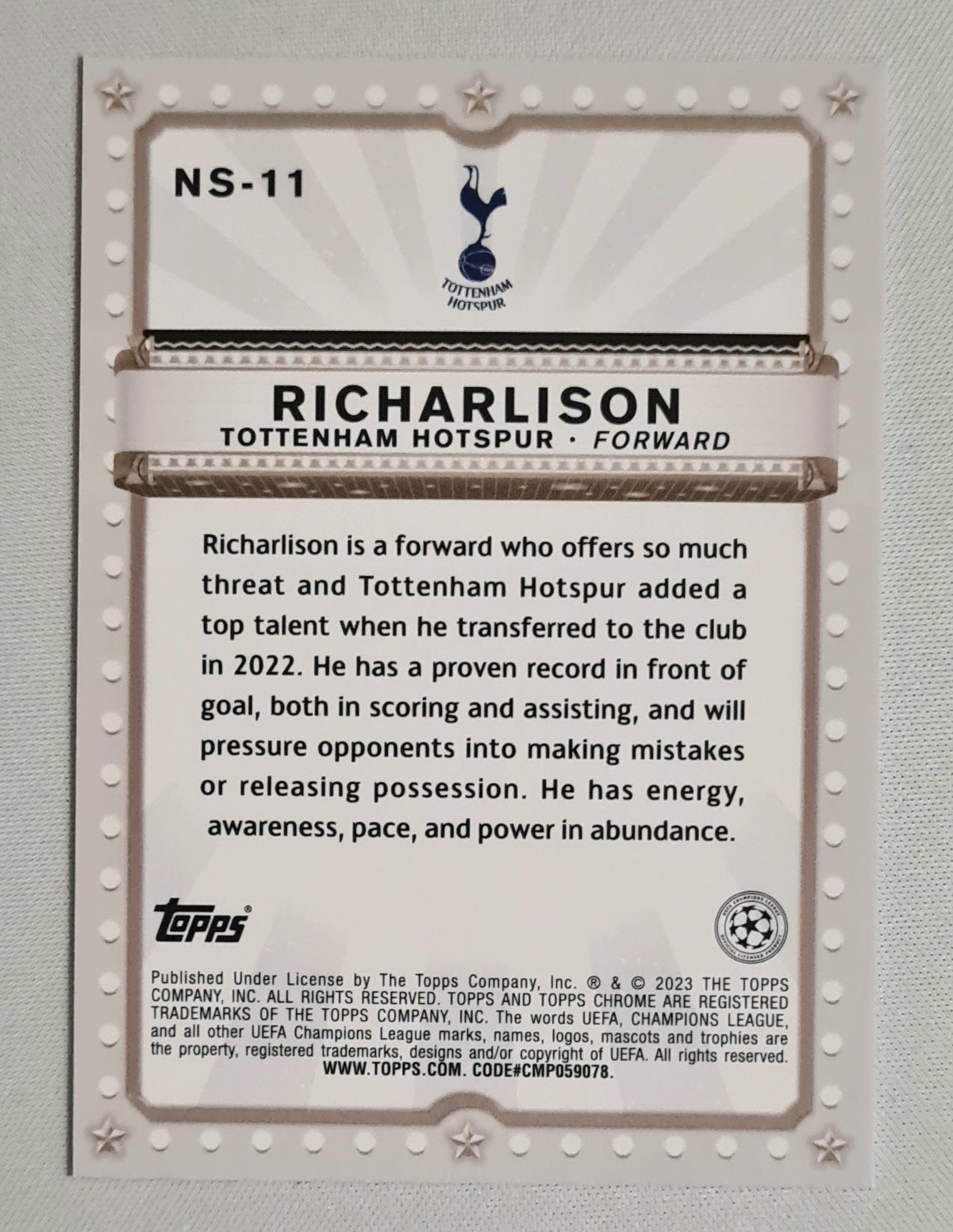Richarlison - 2023 Topps Now Starring Tottenham Hotspurs (CL) #NS-11