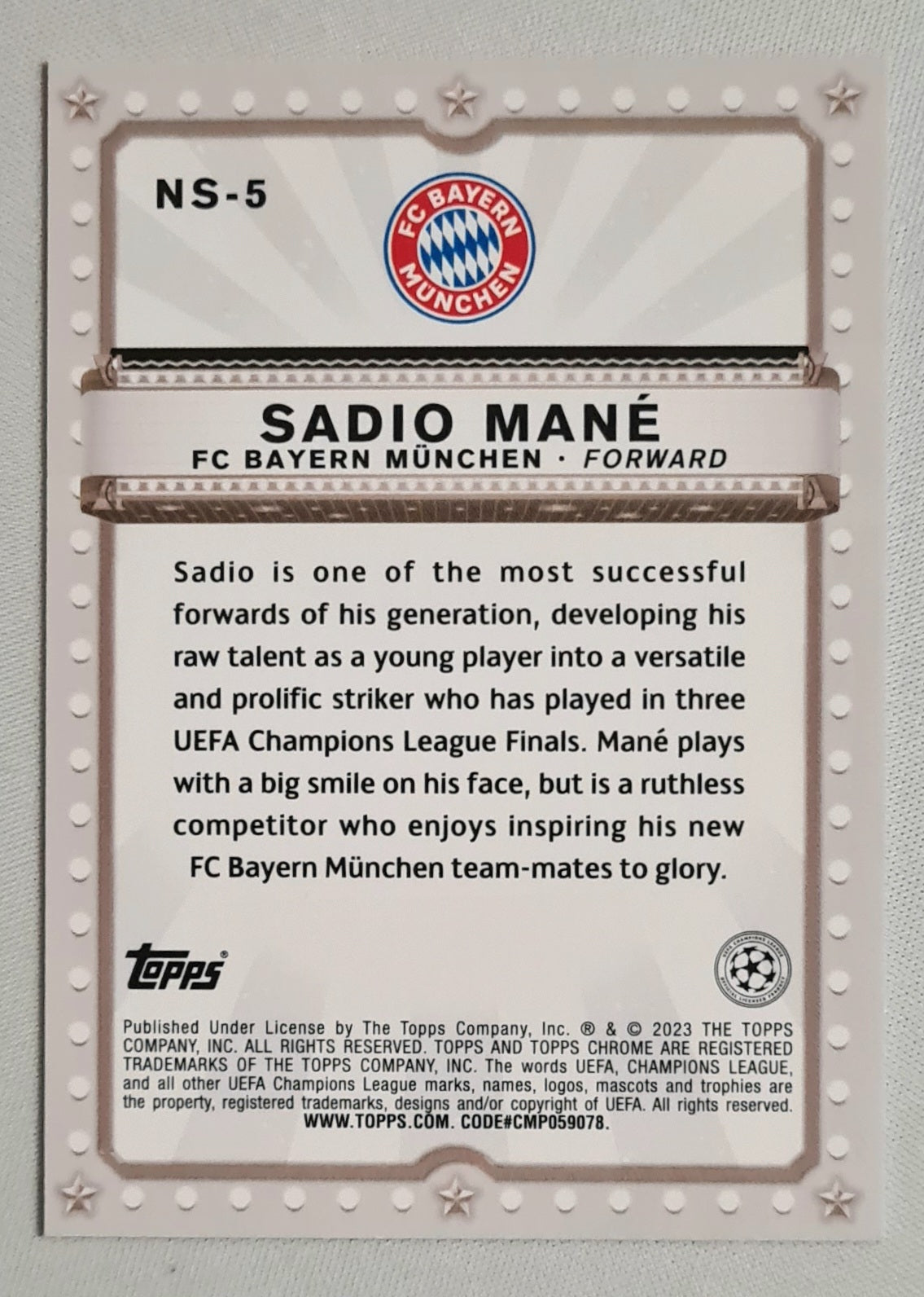 Sadio Mane - 2023 Topps Now Starring FC Bayern Munchen (CL) #NS-5