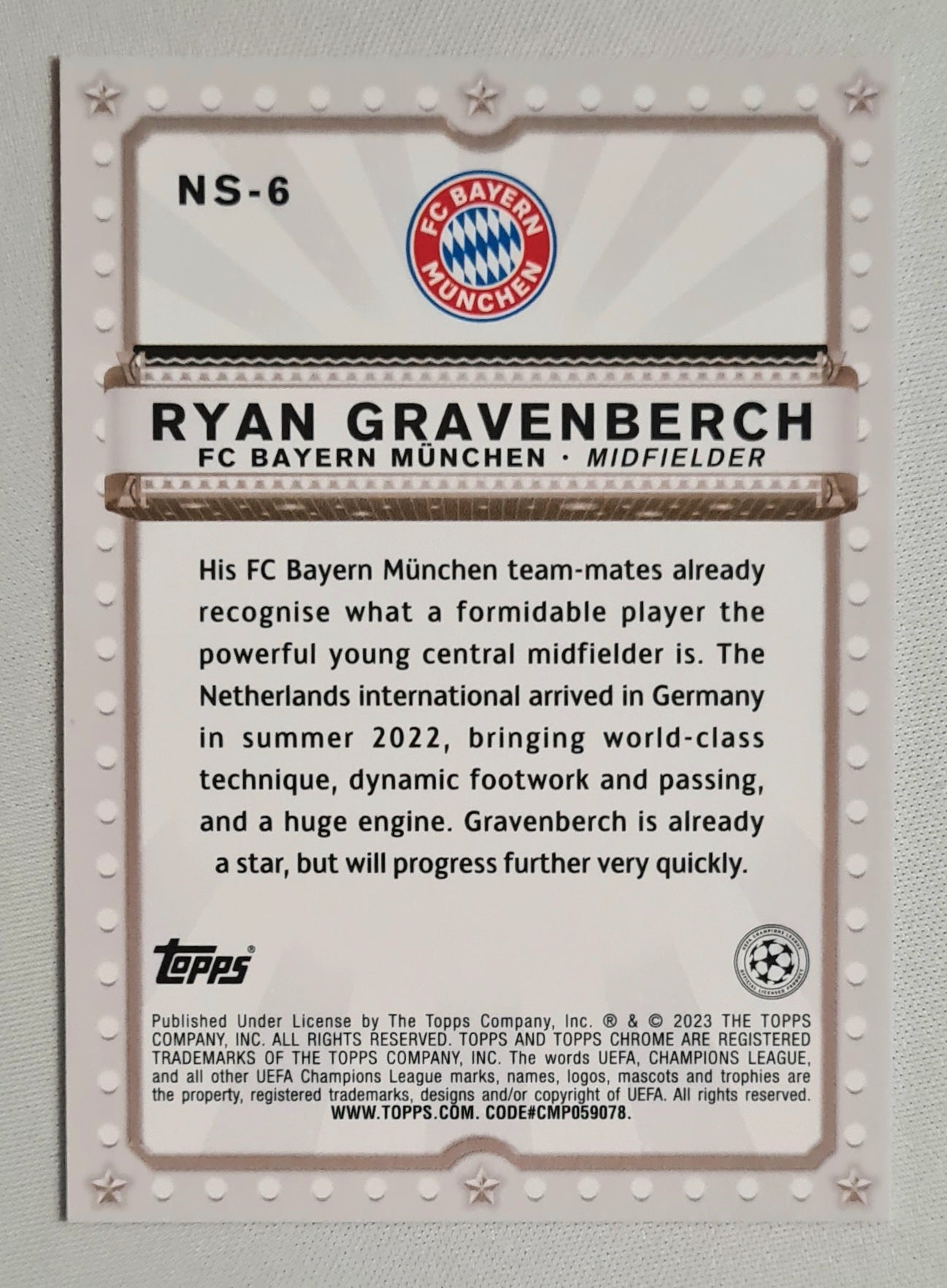 Ryan Gravenberch - 2023 Topps Now Starring FC Bayern Munchen(CL) #NS-6