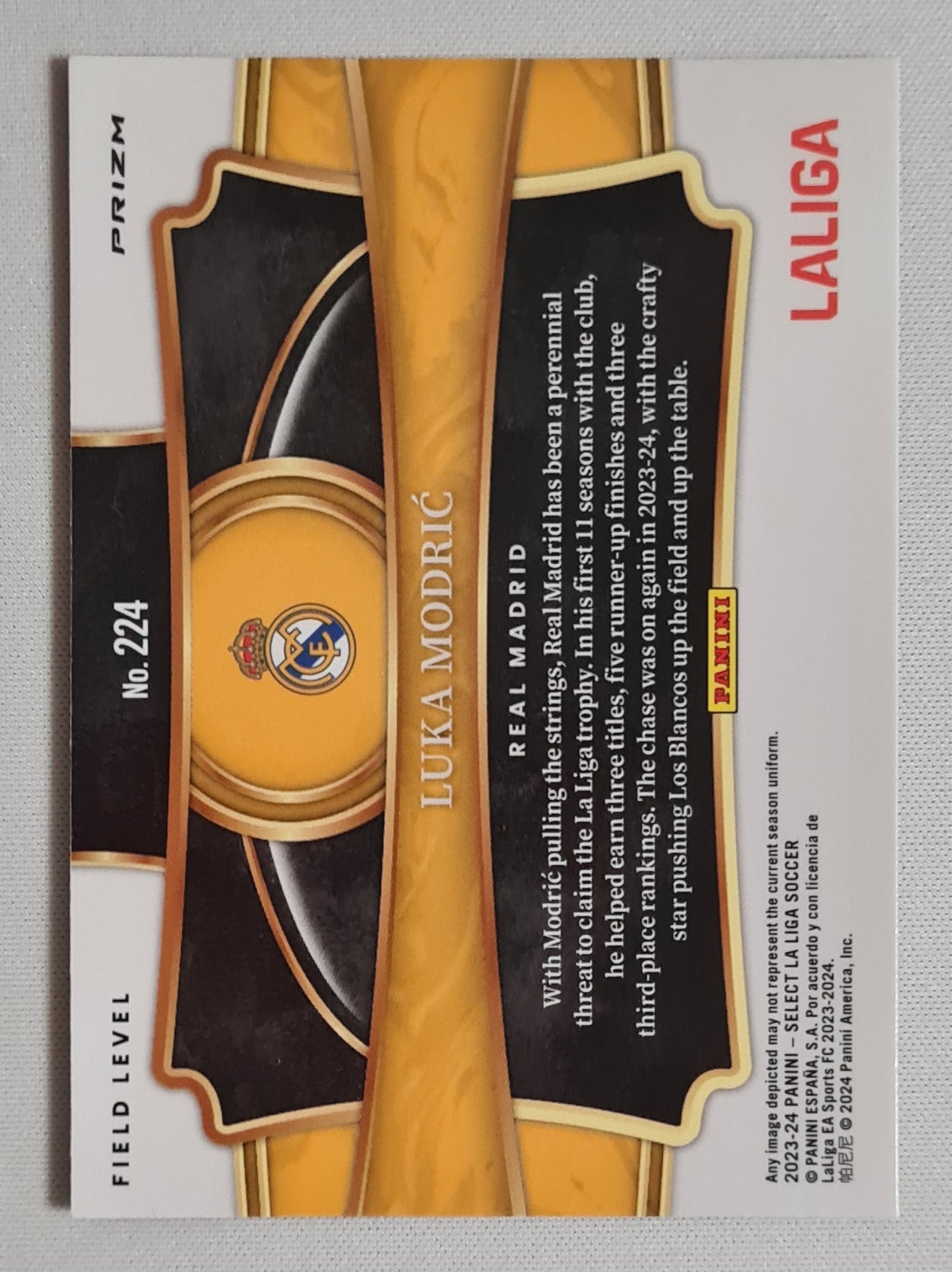 Luka Modric - 2023/24 Panini Select La Liga Soccer Real Madrid Prizm Field Level #224 Blue Prizm