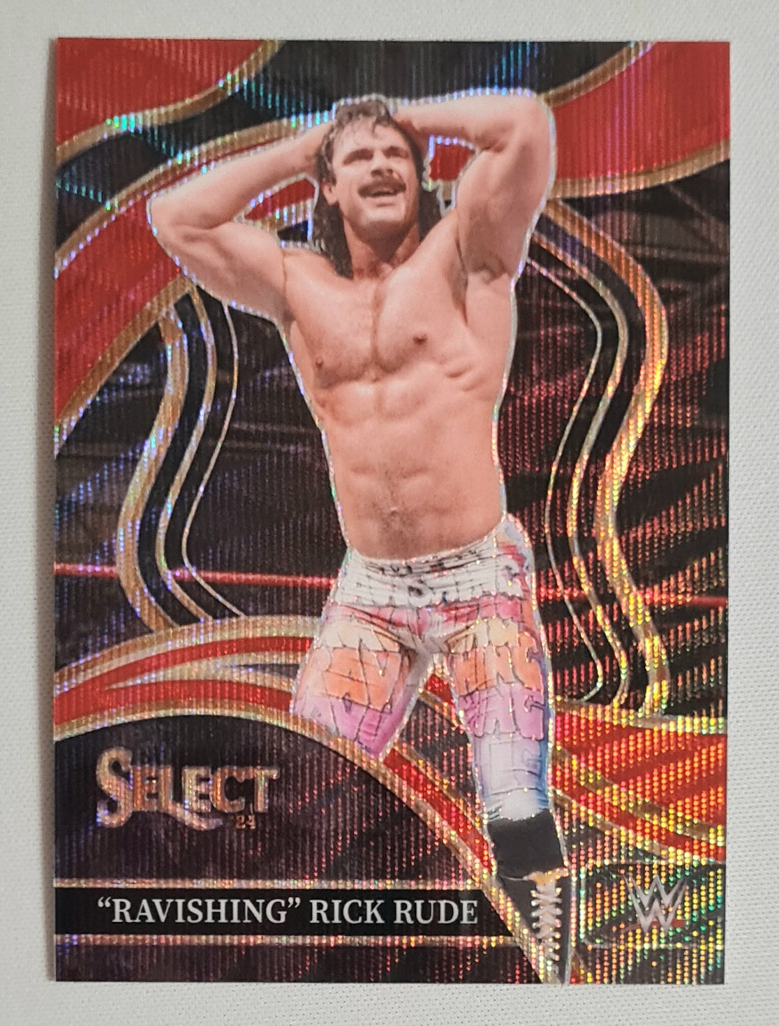 Ravishing Rick Rude - 2024 Panini Select WWE Wrestling Prizm Ringside #299 Red Wave Prizm /99