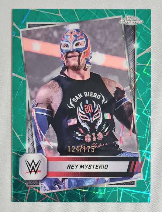 Rey Mysterio - 2025 Topps Chrome WWE Wrestling #62 Green Teal laser Refractor /175