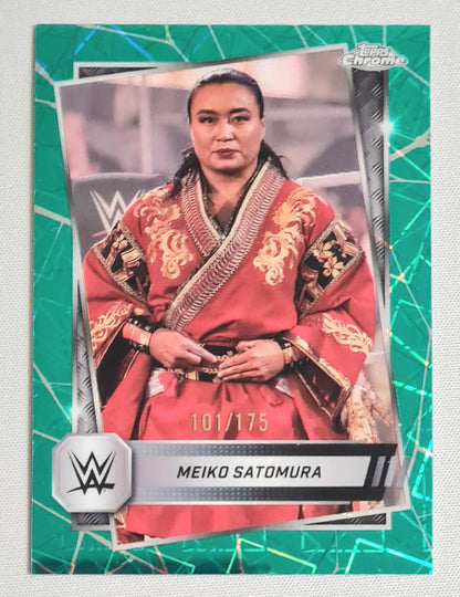 Meiko Satomura - 2025 Topps Chrome WWE Wrestling NXT #121 Green Teal Laser Refractor /175