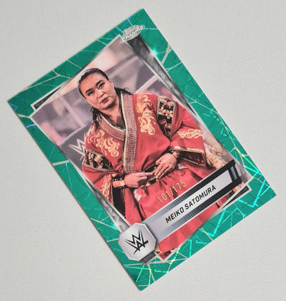 Meiko Satomura - 2025 Topps Chrome WWE Wrestling NXT #121 Green Teal Laser Refractor /175