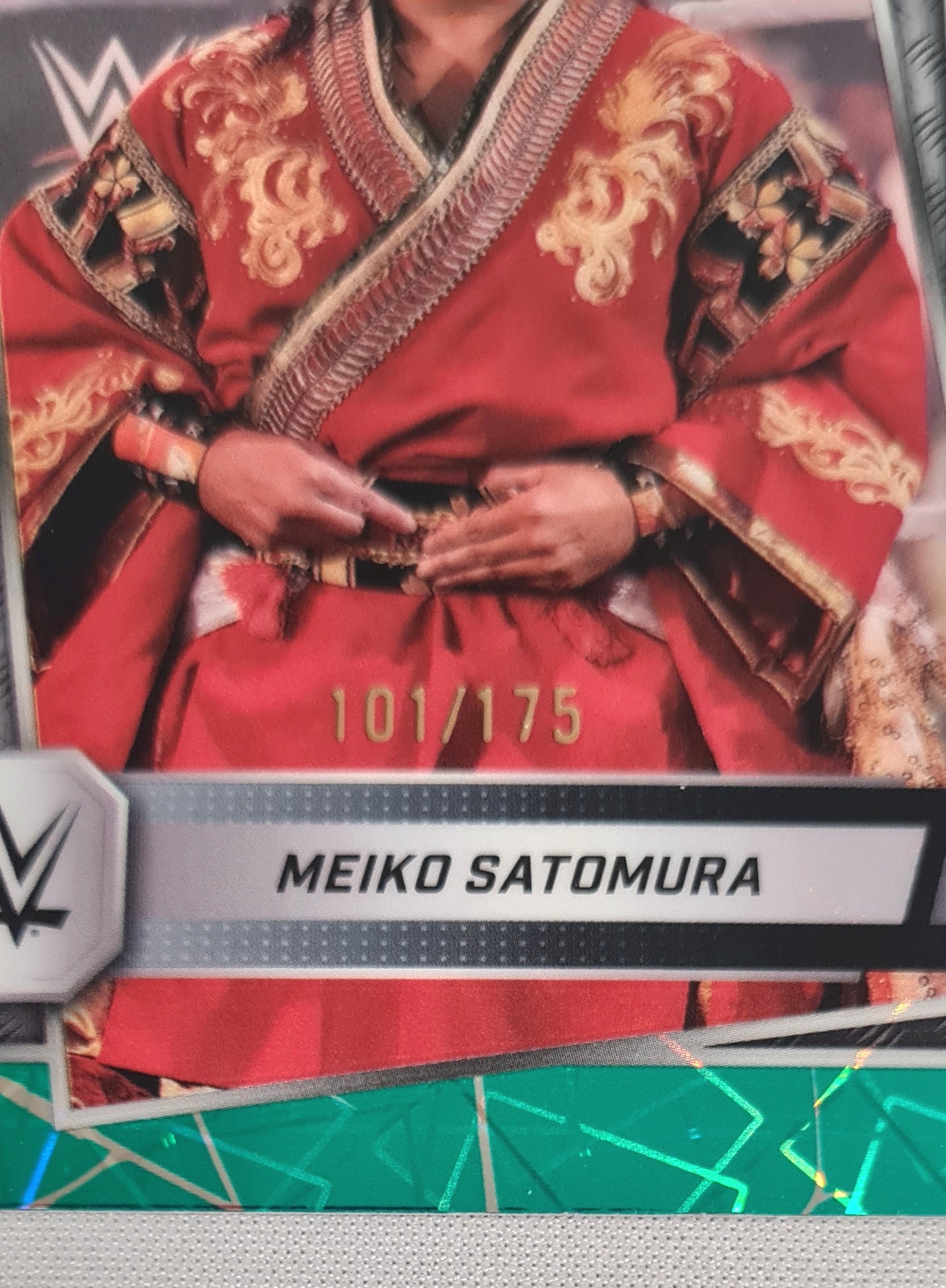 Meiko Satomura - 2025 Topps Chrome WWE Wrestling NXT #121 Green Teal Laser Refractor /175