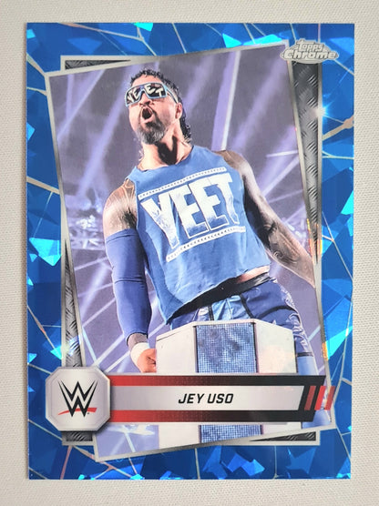 Jey Uso - 2025 Topps Chrome WWE Wrestling RAW #106 Blue cracked ice