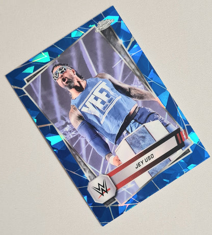 Jey Uso - 2025 Topps Chrome WWE Wrestling RAW #106 Blue cracked ice