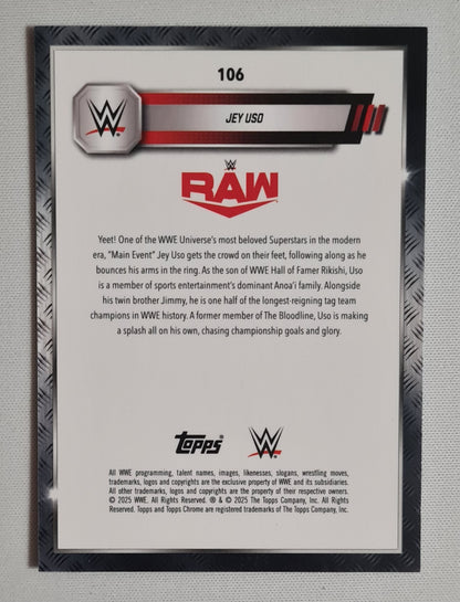 Jey Uso - 2025 Topps Chrome WWE Wrestling RAW #106 Blue cracked ice
