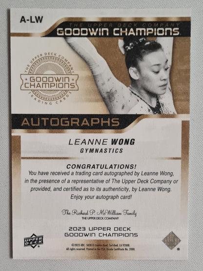 Leanne Wong - 2023 Upper Deck Goodwin Champions (Autograph) Gymnastics Rookie #A-LW /ON CARD AUTO