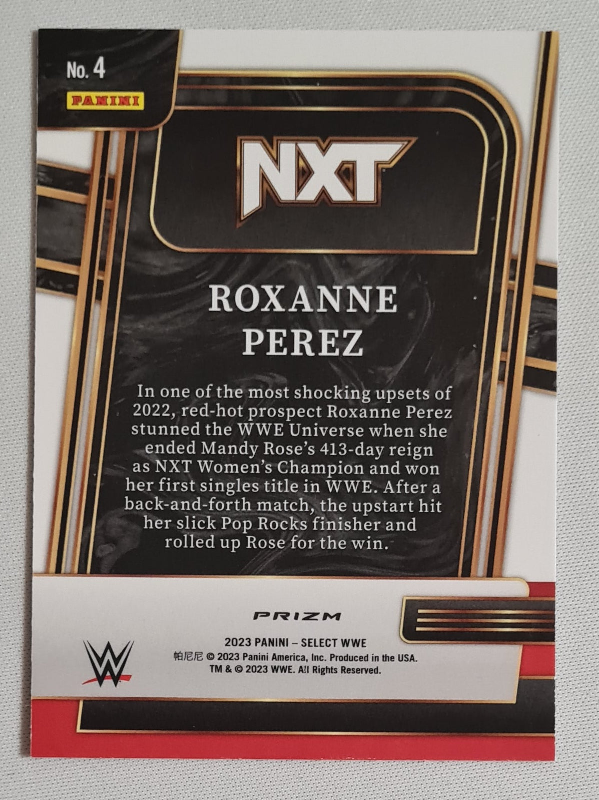 Roxanne Perez - 2023 Panini Select WWE Wrestling  "And New!" NXT #4 Red Wave