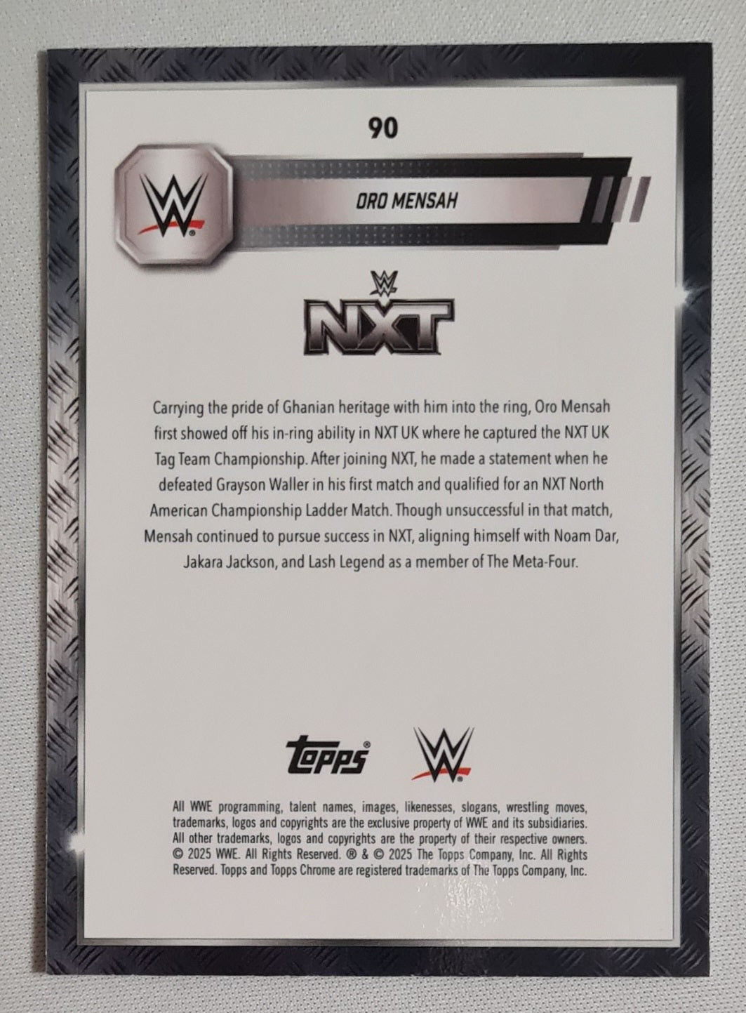 Oro Mensah - 2025 Topps Chrome WWE Wrestling NXT #90 Refractor