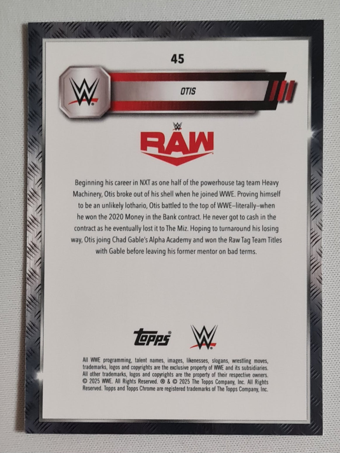 Otis - 2025 Topps Chrome WWE Wrestling RAW #45 Refractor