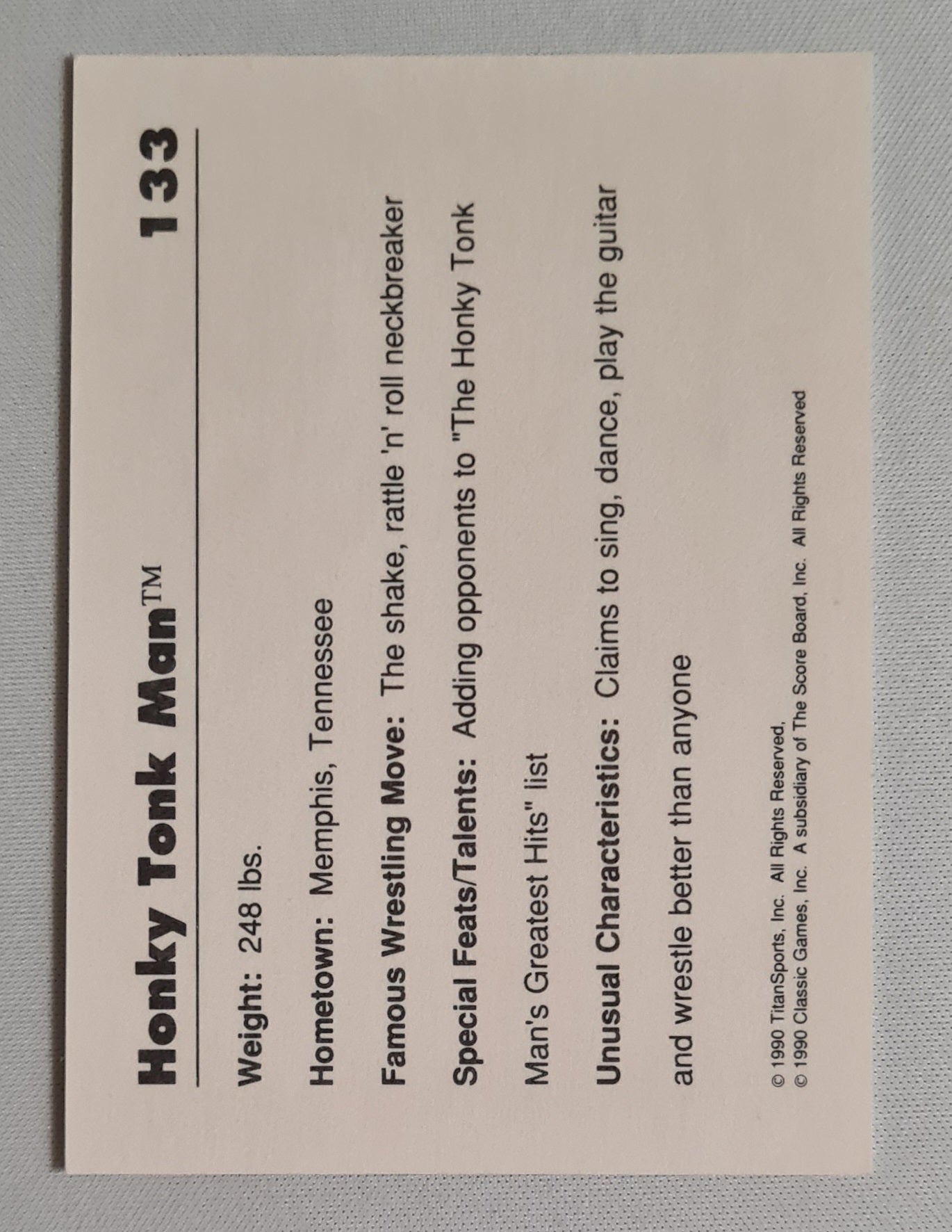 Honky Tonk Man - 1990 TitanSports Classic Games WWF (WWE) Classic #133