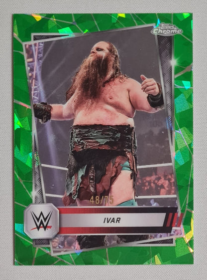 Ivar - 2025 Topps Chrome WWE Wrestling RAW #77 Green Geometric Refraction /75