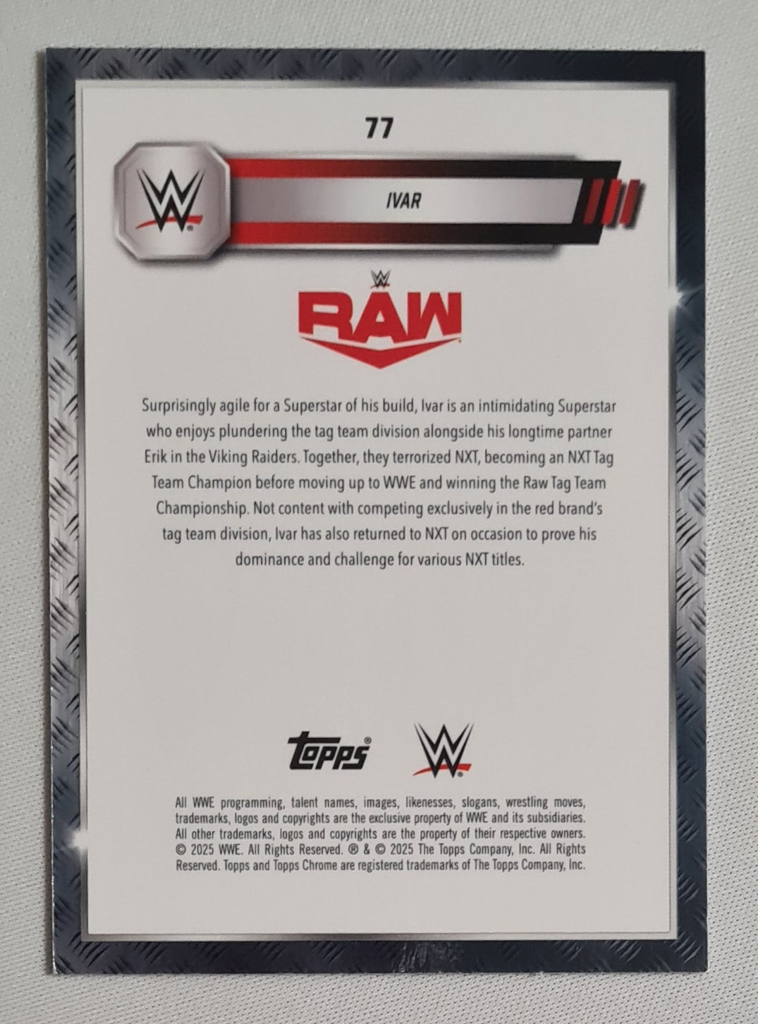 Ivar - 2025 Topps Chrome WWE Wrestling RAW #77 Green Geometric Refraction /75