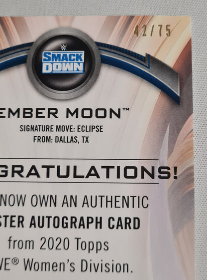 Ember Moon - 2020 Topps Chrome WWE Wrestling Smack Down #A-EM /75 ON CARD AUTO