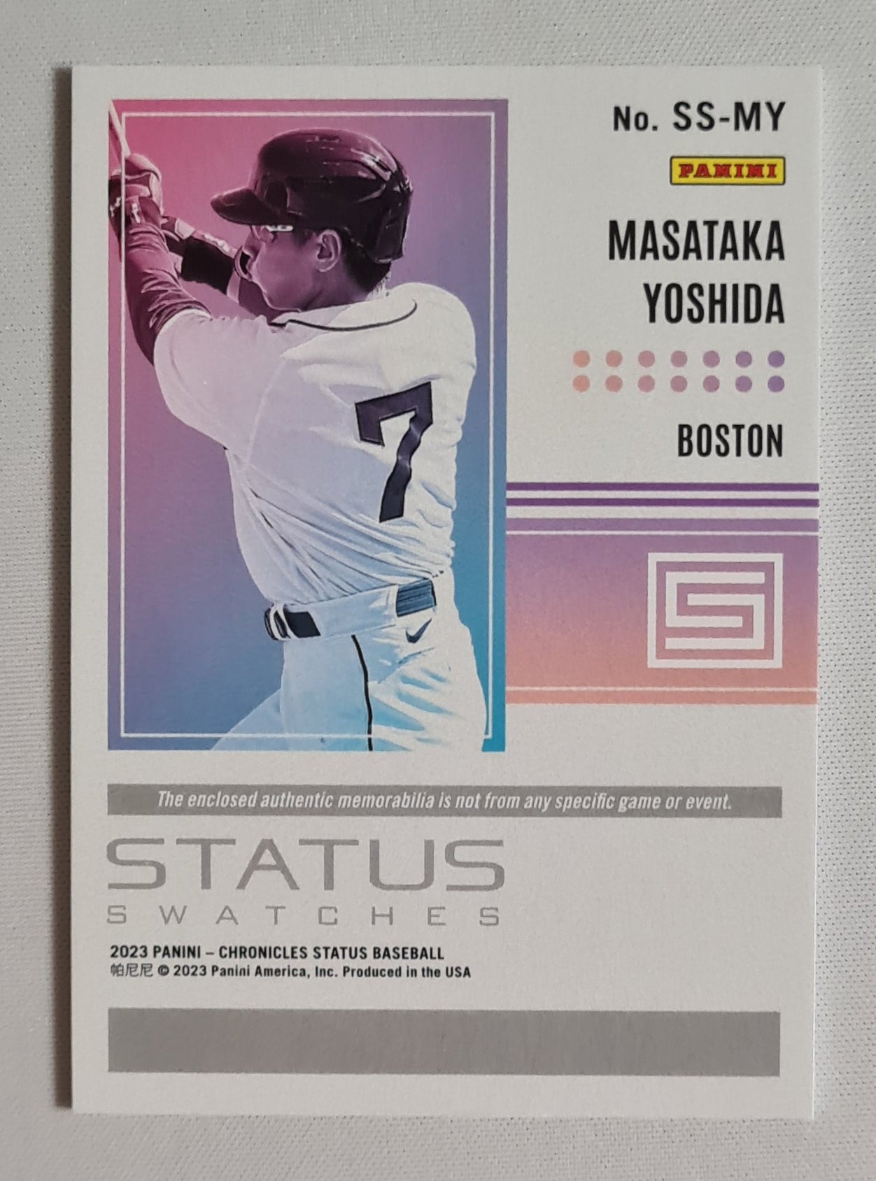 Masataka Yoshida - 2023 Panini Chronicles Status Baseball Boston #SS-MY Refractor