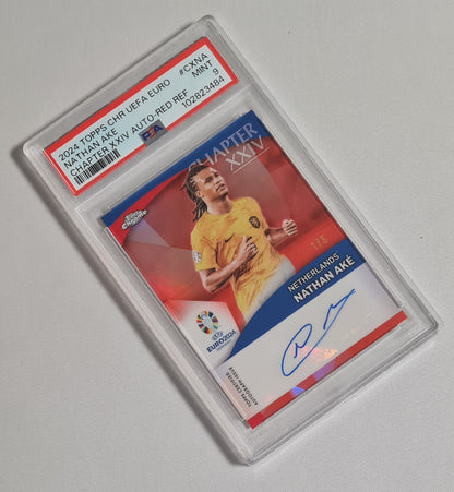 Nathan Ake - 2024 Topps Chrome UEFA Euro - Chapter XXIV Auto-Red Refractor #CXNA /5 PSA 9 MINT