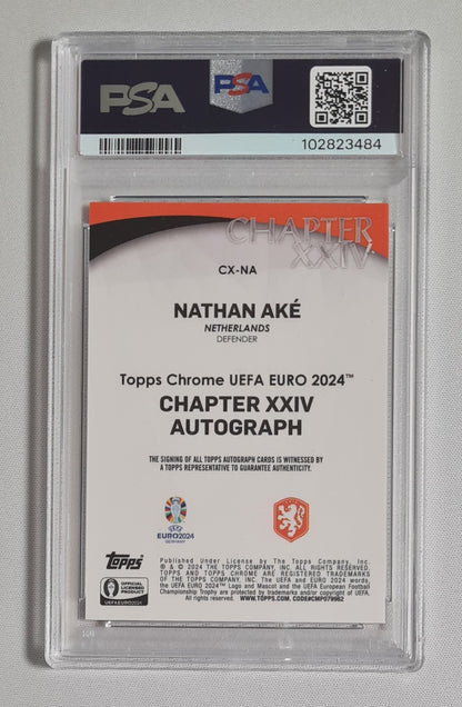Nathan Ake - 2024 Topps Chrome UEFA Euro - Chapter XXIV Auto-Red Refractor #CXNA /5 PSA 9 MINT