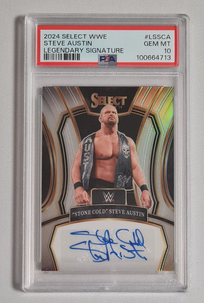 Steve Austin - 2024 Panini Select WWE Wrestling Legendary Signature "Stone Cold Steven Austin" #LSSCA PSA 10 GEM Mint / Auto