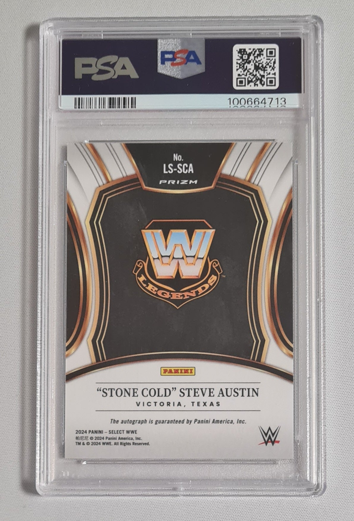 Steve Austin - 2024 Panini Select WWE Wrestling Legendary Signature "Stone Cold Steven Austin" #LSSCA PSA 10 GEM Mint / Auto