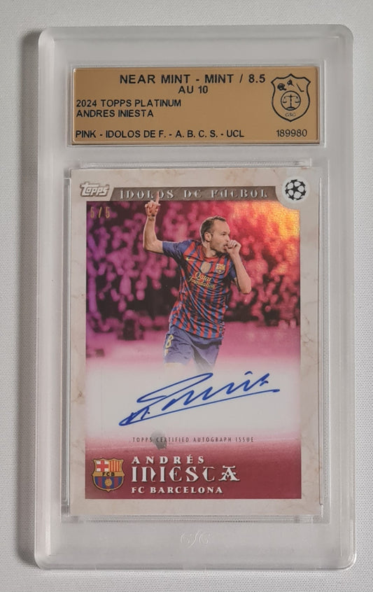 Andres Iniesta - 2024 Topps Platinum Idolos de Futbol - Aitana Bonmati Curated Set A.B.C.S. - UCL 8.5 NEAR MINT PINK /5