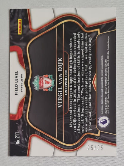 Virgil van Dijk - 2022/23 Panini Select Premier League Soccer - Field Level Prizm - Zebra /25 SP