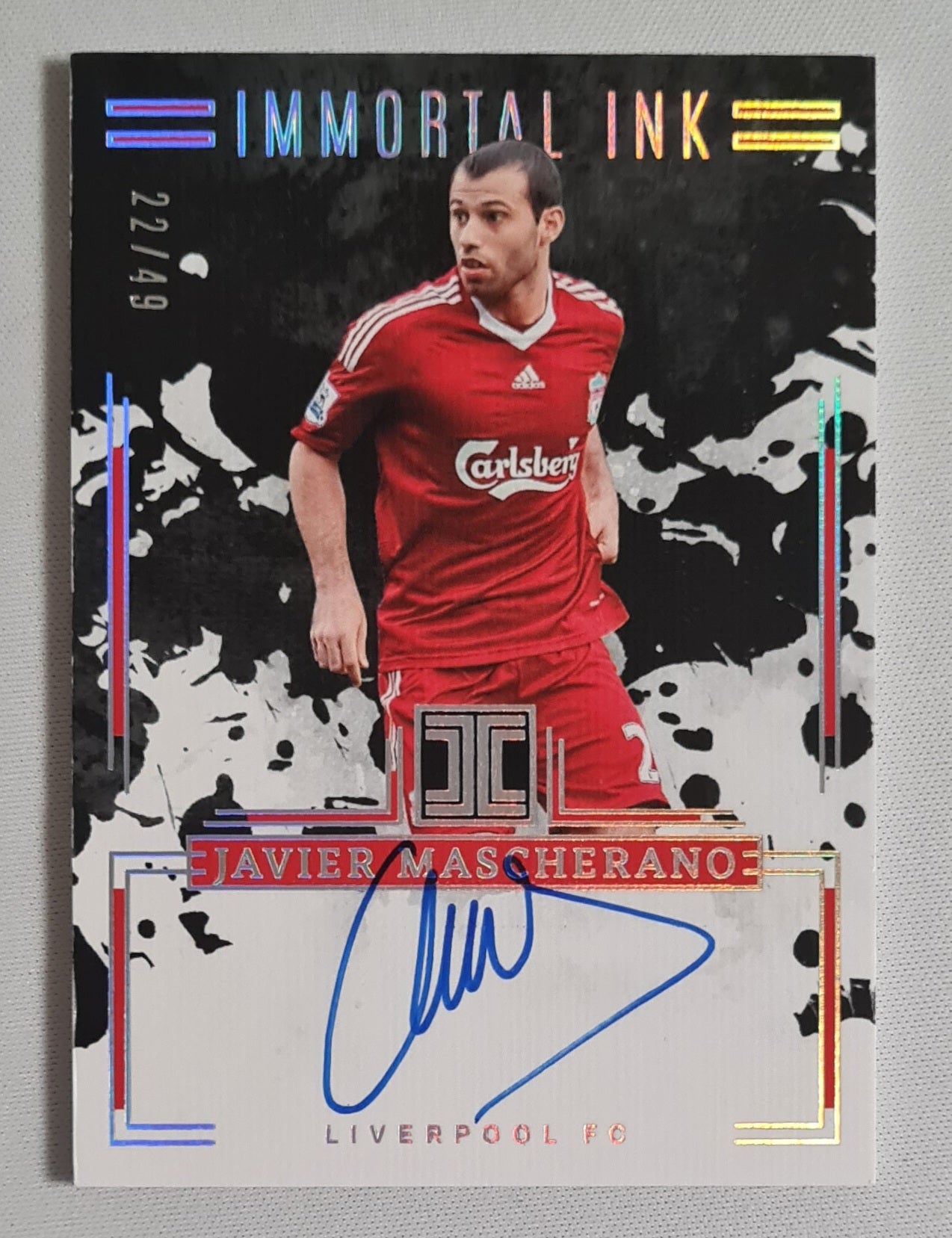 Javier Mascherano - 2024/25 Panini Impeccable Premier League Soccer Immortal Ink Liverpool #IMM-JM /Auto/49