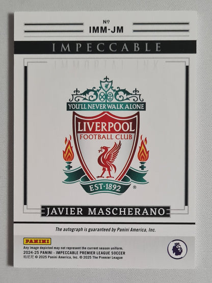 Javier Mascherano - 2024/25 Panini Impeccable Premier League Soccer Immortal Ink Liverpool #IMM-JM /Auto/49