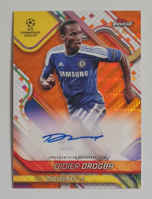 Didier Drogba - 2025 Topps Finest Chelsea FC (CL) #BA-DD /Auto /25 Orange Wave