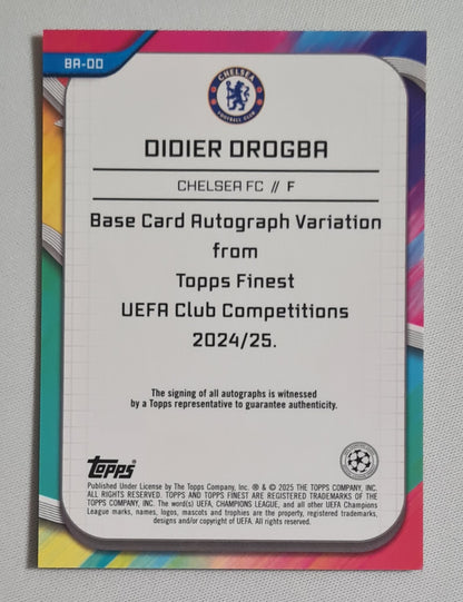 Didier Drogba - 2025 Topps Finest Chelsea FC (CL) #BA-DD /Auto /25 Orange Wave
