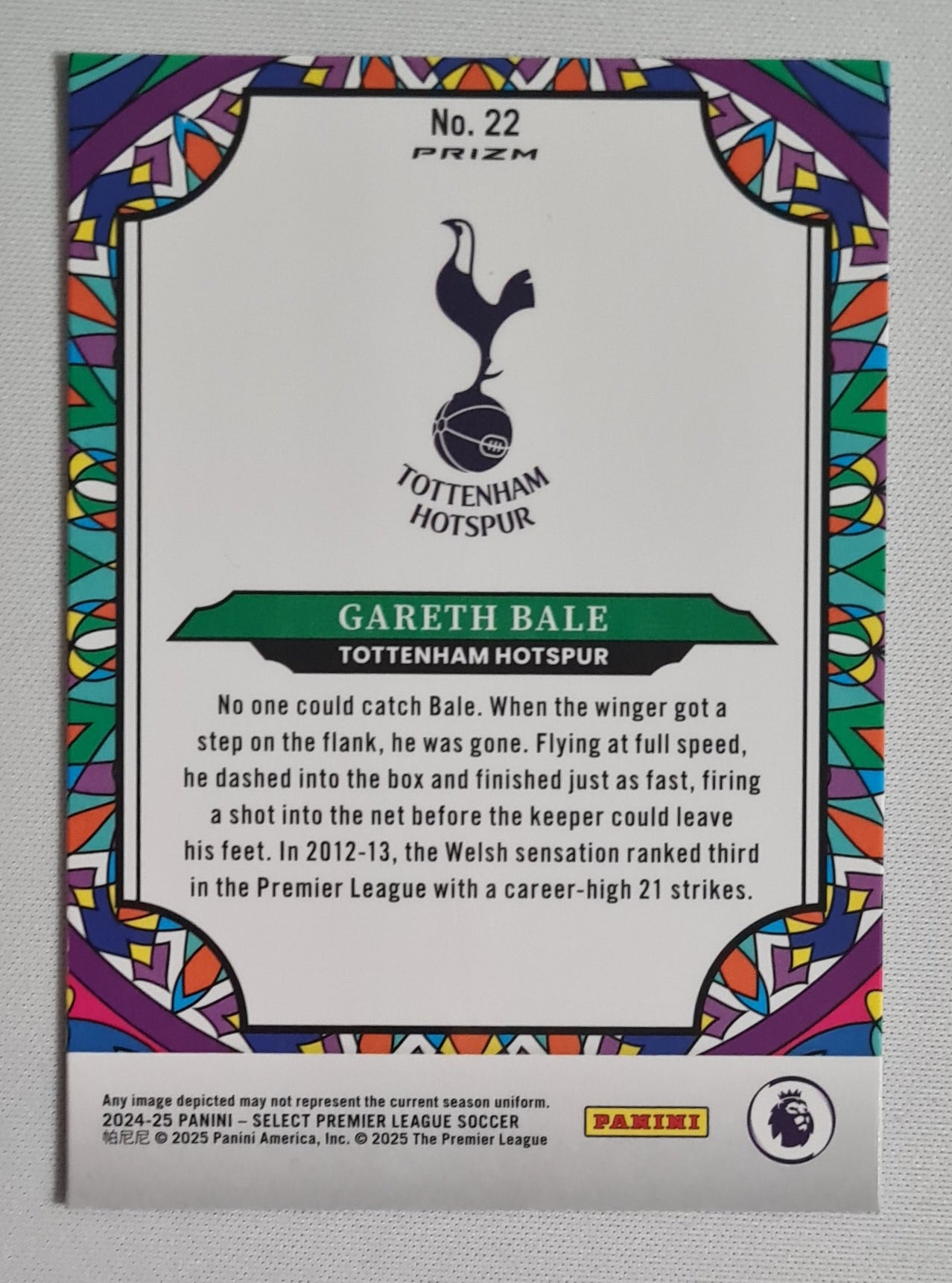 Gareth Bale - 2024/25 Panini Select Premier League Soccer Tottenham Hotspurs Prizm #22 EPL Stained Glass
