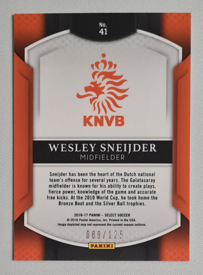 Wesley Sneijder - 2016/17 Panini Select Soccer National Team Netherlands KNVB #41 Yellow Prizm /125