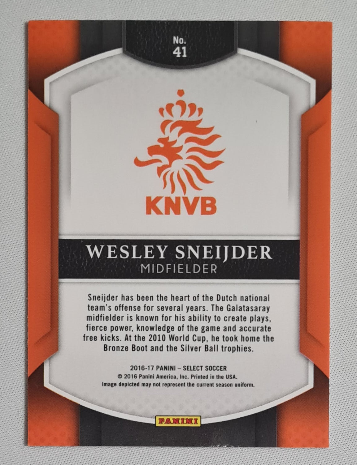 Wesley Sneijder - 2016/17 Panini Select Soccer National Team Netherlands KNVB #41 Multi Color Prizm Parallel