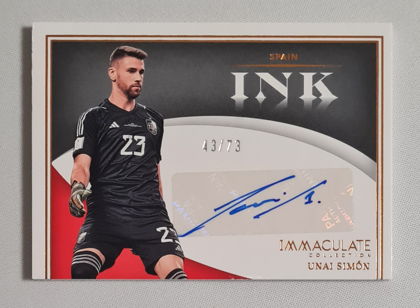 Unai Simon - 2022/23 Panini Immaculate Collection Soccer INK Spain /73 /Autograph
