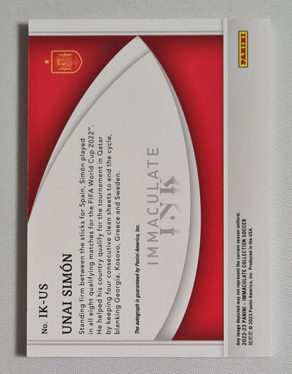 Unai Simon - 2022/23 Panini Immaculate Collection Soccer INK Spain /73 /Autograph