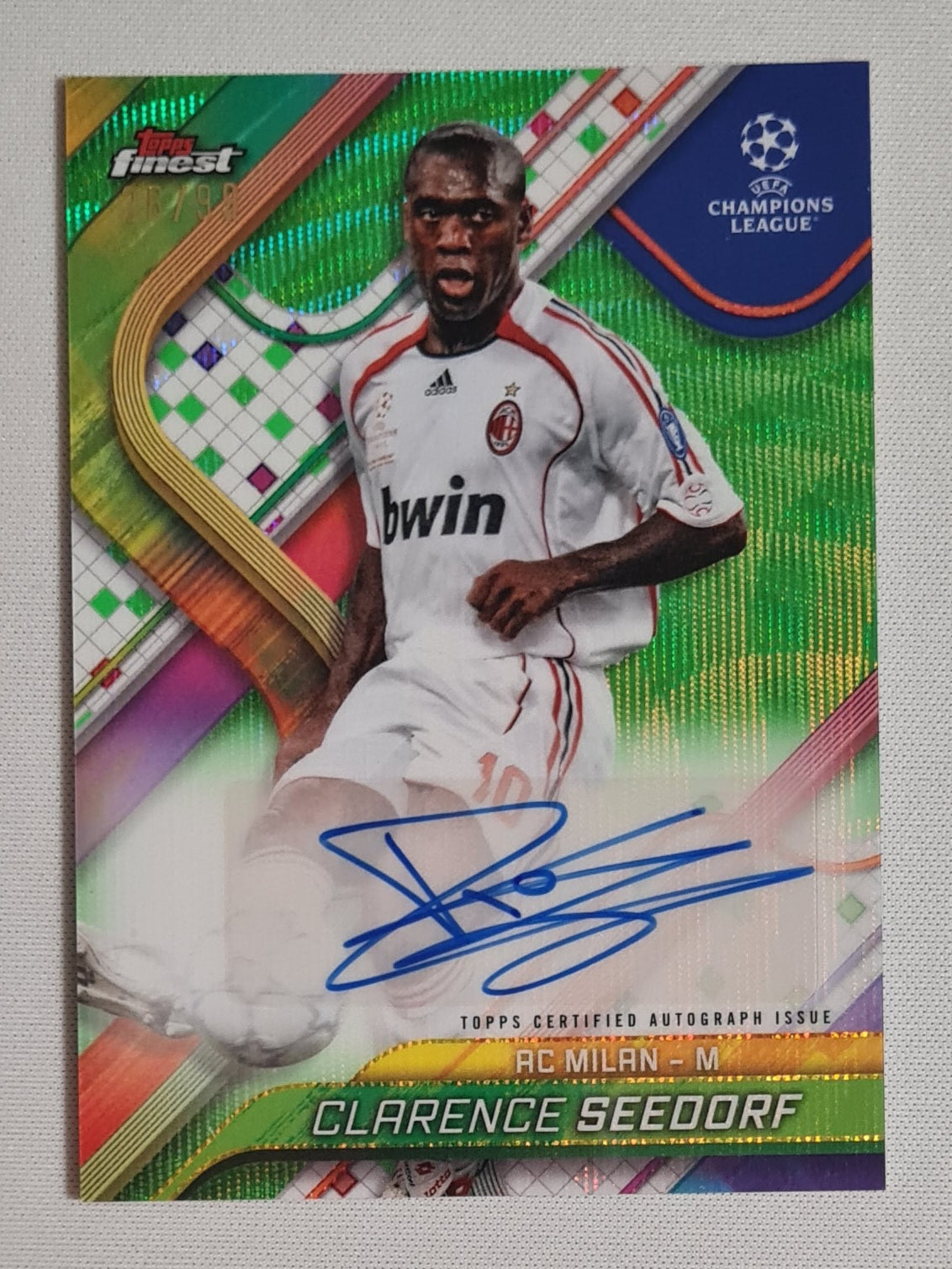 Clarence Seedorf - 2025 Topps Finest AC Milan (CL) #BA-CS Green /99 Autograph