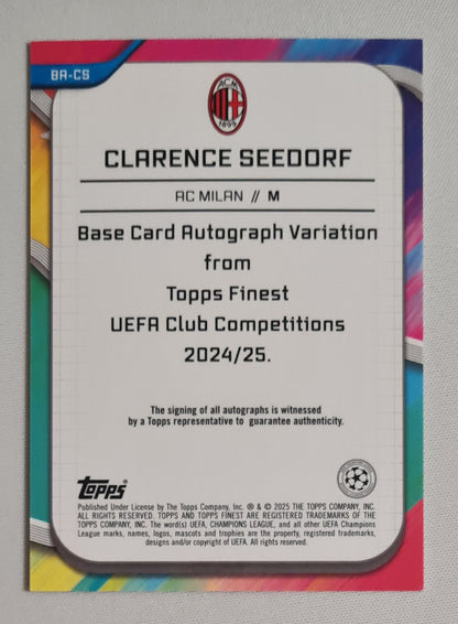 Clarence Seedorf - 2025 Topps Finest AC Milan (CL) #BA-CS Green /99 Autograph