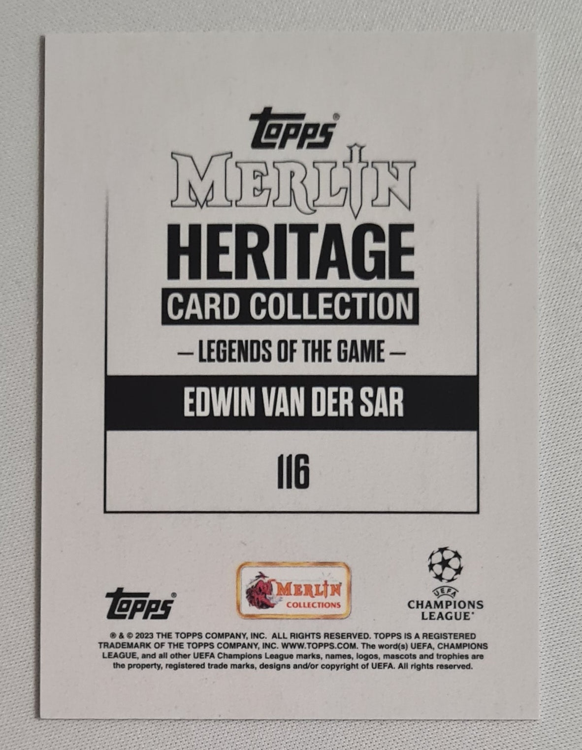 Edwin van der Sar - 2023 Topps Merlin Heritage  - Legends of the Game - AFC Ajax (CL) #116 /49 Autograph