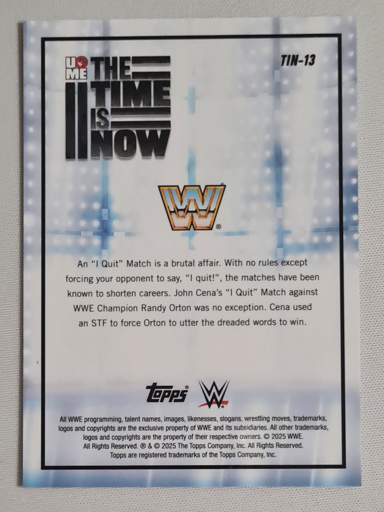 John Cena - 2025 Topps Chrome WWE Wrestling The Time is Now #TIN-13 Refractor