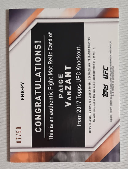 Paige VanZant - 2017 Topps UFC Fighter #FMR-PV /50 Authentic Mat Relic Card