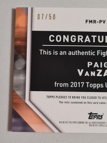 Paige VanZant - 2017 Topps UFC Fighter #FMR-PV /50 Authentic Mat Relic Card