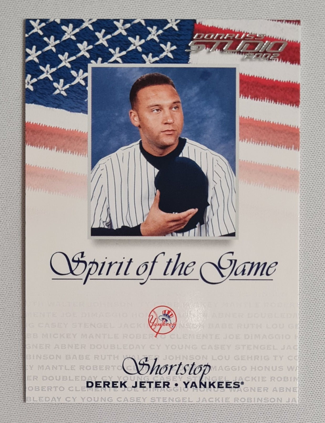 Derek Jeter - 2002 Donruss Studio Trading Card - Spirit of the Game - NY Yankees #SG-4