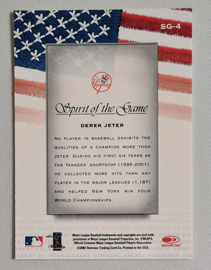 Derek Jeter - 2002 Donruss Studio Trading Card - Spirit of the Game - NY Yankees #SG-4
