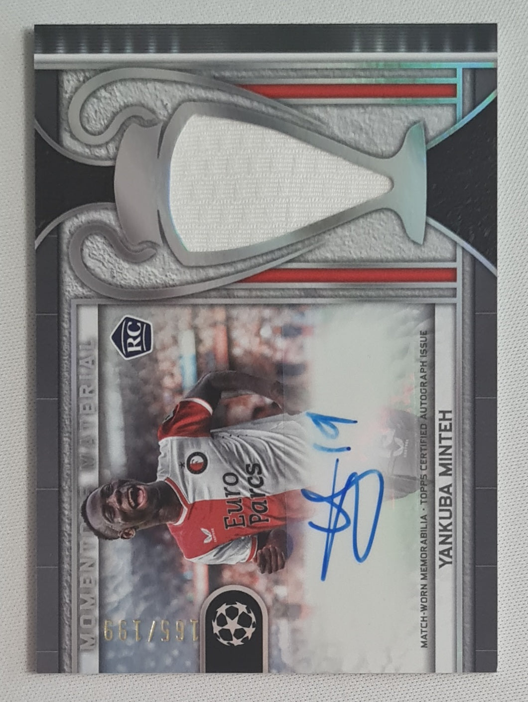 Yankuba Minteh - 2024 Topps Momentous Material (CL) Match Worn Material Feyenoord (RC) #MMJA-YM /199 Autograph