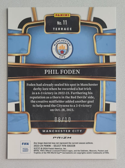 Phil Folden - 2023/24 Panini Select FIFA Soccer EPL Manchester City #11 Gold Prizm /10