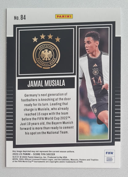 Jamal Musiala - 2022/23 Panini Score FIFA Soccer National Team Germany #84 Red Swirl /65