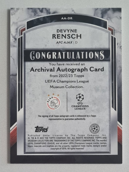 Devyne Rensch - 2023 Topps Archival Autographs AFC Ajax (CL) #AA-DR /299 Autograph