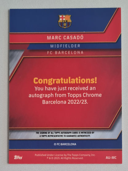 Marc Casado - 2023 Topps Chrome FC Barcelona (RC) #AU-MC Refractor/Autograph